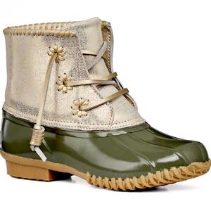 Jack Rogers Chloe Rain Duck Boots Cream & Metallic Rain Snow All weather boots 7